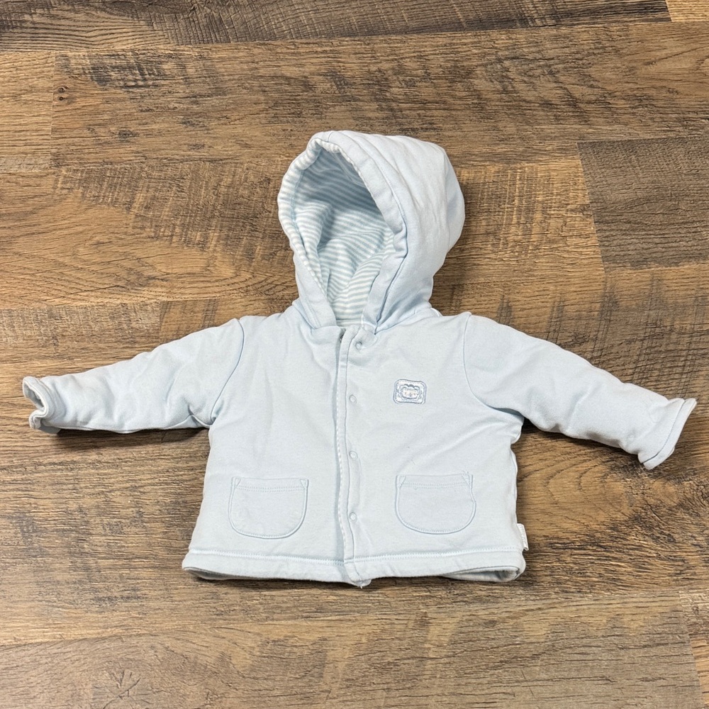 Little Me snap up sweatshirt in baby blue size 6 months